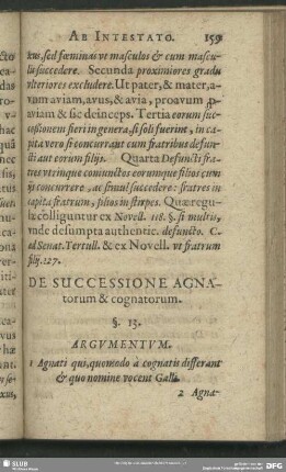 De Successione Agnatorum & cognatorum. §. 13