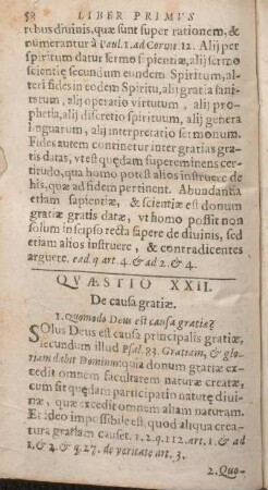 Qvaestio XXII. De causa gratiae.