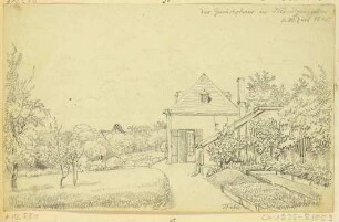 Gewächshaus in einem Garten (Schlossgarten von Nöthnitz bei Bannewitz?)