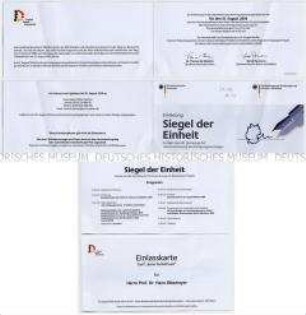 Einladung mit Einlasskarte zum Festakt anlässlich des 20. Jahrestages der Unterzeichnung des Einigungsvertrages