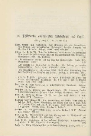 II. Philosophie einschließlich Psychologie und Logik