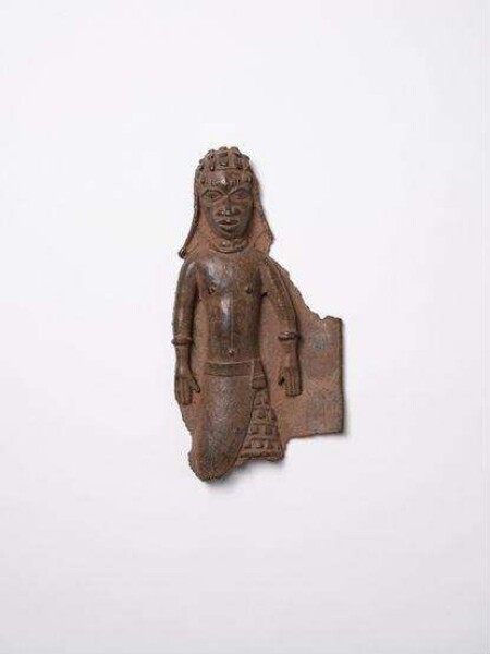 Bronze, African with "braided hairstyle" and decorated skirt