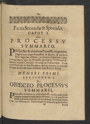 Caput I. De Processu Summario.