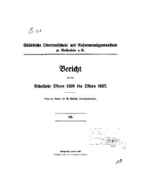 1926/27: Bericht ... - 1926/27