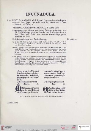 Incunabula (Nr. 1 - 84)