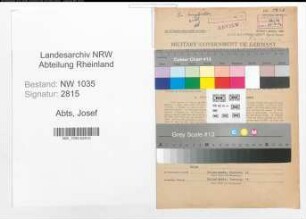 Entnazifizierung Josef Abts , geb. 15.07.1890 (Steiger)