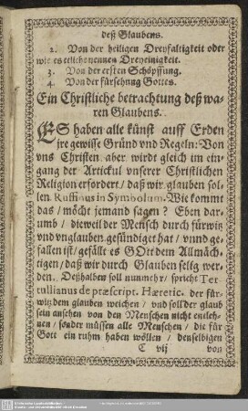 Eine Christliche betrachtung deß wahren Glaubens