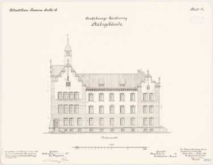 Feldartilleriekaserne, Halle/Saale: Stabsgebäude: Aufriss Vorderansicht 1:100