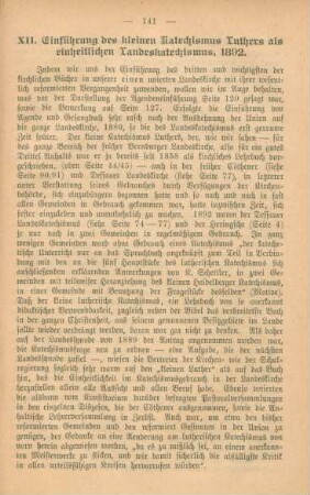 XII. Einführung des kleinen Katechismus Luthers als einheitlichen Landeskatechismus, 1892