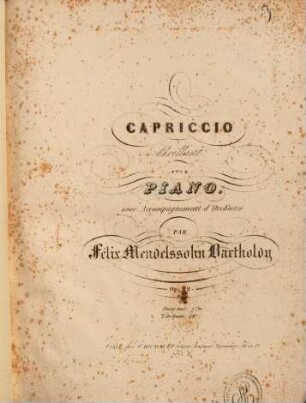 Capriccio brillant pour piano avec accompagnement d'orchestre : op. 22 ; piano seul