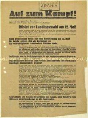 Aufruf der SPD zur sächsischen Landtagswahl 1929