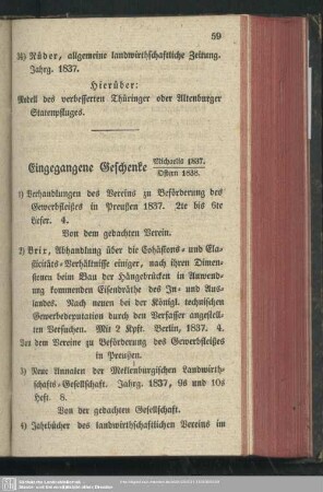 Eingegangene Geschenke