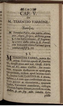 Cap. V. M. Terentio Varrone