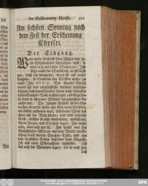 Am sechsten Sonntag nach dem Fest der Erscheinung Christi.