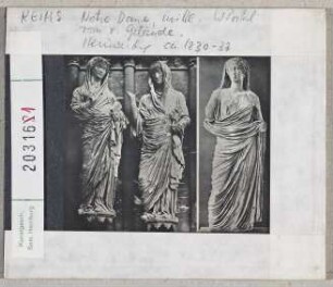 Vergleich: Reims: Kathedrale, mittleres Westportal, Heimsuchung mit römischer Statue