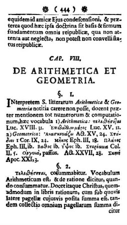 Cap. VIII. De Arithmetica et Geometria.