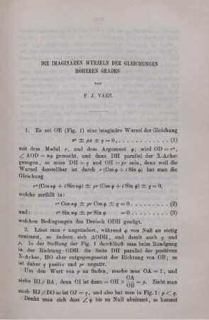 Die imaginären Wurzeln der Gleichungen höheren Grades.