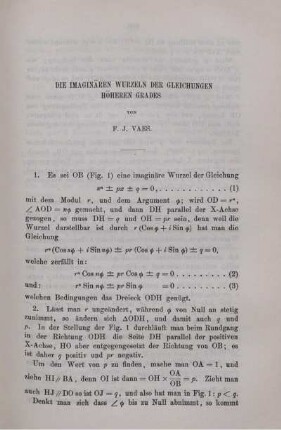 Die imaginären Wurzeln der Gleichungen höheren Grades.