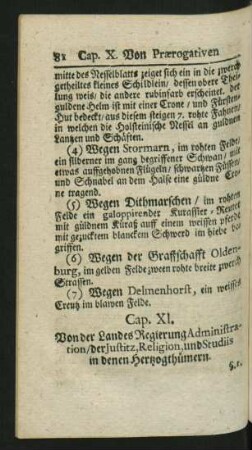 Cap. XI. Von der Landes Regierung Administration der Justitz, Religion, und Studiis in denen Hertzogthümern.