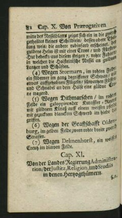 Cap. XI. Von der Landes Regierung Administration der Justitz, Religion, und Studiis in denen Hertzogthümern.