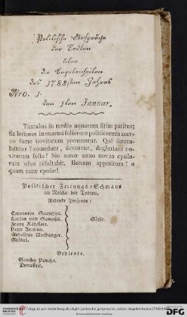 Nro. 1. Den 1ten Januar