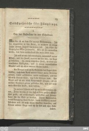 Selbstgespräche für Jünglinge.