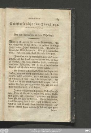 Selbstgespräche für Jünglinge.
