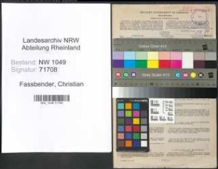 Entnazifizierung Christian Fassbender , geb. 12.11.1906 (Postschaffner)