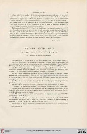 Concours Michel-Ange Grand Prix de Florence