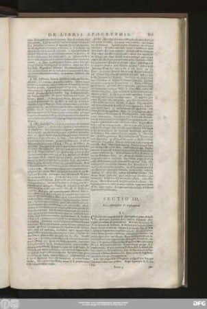 Sectio III. De Apocryphis V. Testamenti.