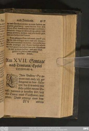 Am XVII. Sontage nach Trinitatis/ Epistel Ephesern am 4.