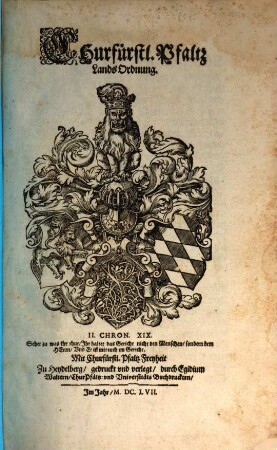 Churfürstlicher Pfaltz Lands-Ordnung