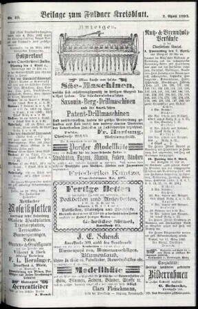 Zweite Ausgabe vom Samstag, den 02. April 1892.