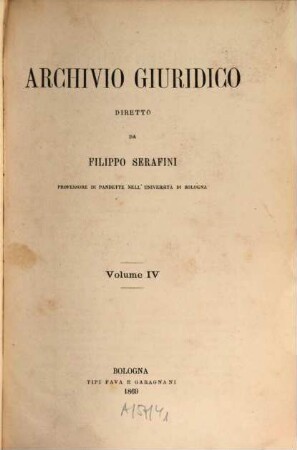 Archivio giuridico. 4, 4. 1869
