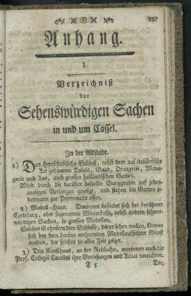 Verzeichniß der sehenswuerdigen Sachen in und um Cassel