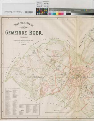 Buer (Gelsenkirchen) Stadtplan 1910 1 : 10 000 86,5 x 131 farb. Druck: Bogdan Gisevius, Berlin Förster, Vermessungsamt Oberpostdirektion Münster