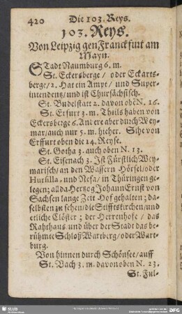103. Reys. Von Leipzig gen Franckfurt am Mayn