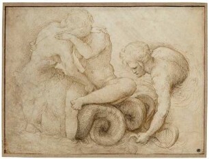 Liebesszene zwischen Nereide und Triton mit weiterem Triton