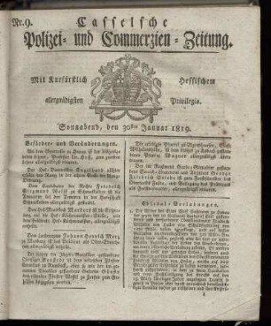 Nr. 9, Sonnabend, den 30sten Januar 1819