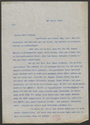 Brief an Fritz Volbach : 28.04.1913