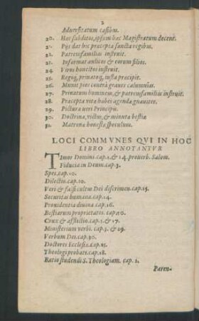 Loci Communes Qui In Hoc Libro Annotantur