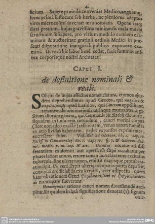 Caput I. de definitione nominali et reali.