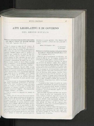 Atti Legislativi E Di Governo.