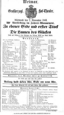 Zu ebener Erde und erster Stock oder Die Launen des Glückes