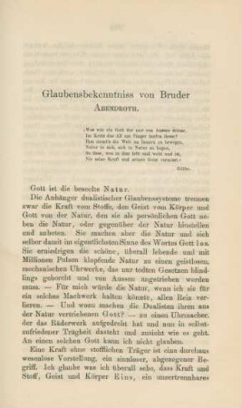 Glaubensbekenntniss von Bruder Abendroth
