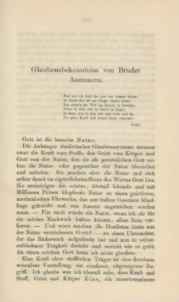 Glaubensbekenntniss von Bruder Abendroth
