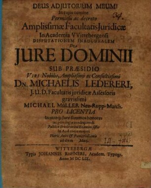 Disquis. inaug. de iure dominii