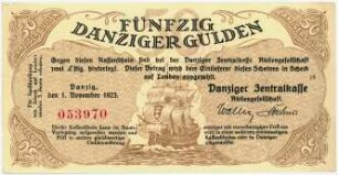 Geldschein, 50 Danziger Gulden, 1.11.1923