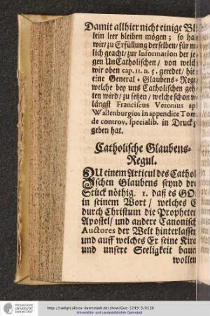 Catholische Glaubens-Regul.