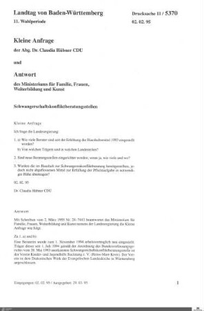 Anfrage der CDU: Schwangerschaftskonfliktberatungsstellen